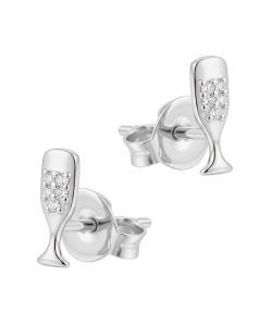 Champagne Sparkle Silver Stud Earring STS-6939